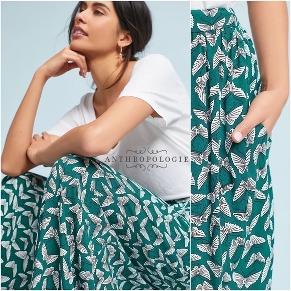 Anthropologie Maeve high waisted butterfly print wide leg pants *shop@iamwarrior - Picture 2 of 12